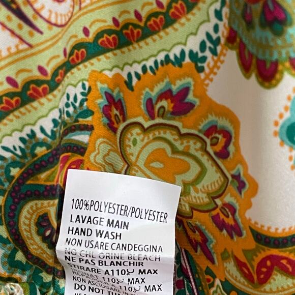 Anna Kay Lace Trim V Neck Satin Maxi Dress Green Multi Paisley Print Size Small? - Picture 7 of 8